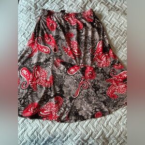 Maccine black and red paisley elastic waist band skirt - large